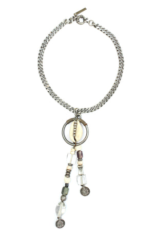 Orgada's Coquille Verte Necklace in a soft gentle bohemian look on a white background