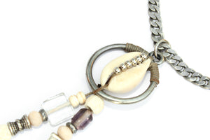 Orgada's Coquille Verte Necklace in a soft gentle bohemian look on a white background
